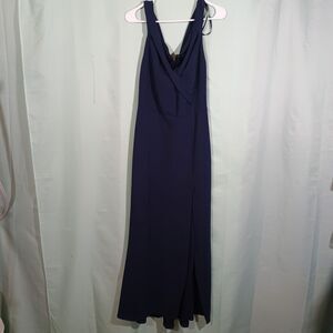 Navy Blue Sleeveless Maxi Dress – Elegant Formal Evening Gown with Side Slit
